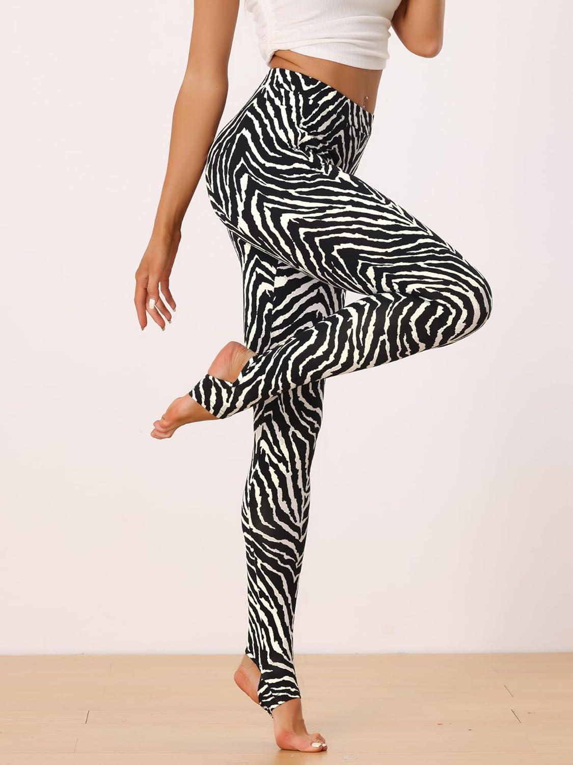 imageAllegra K Womens Rainbow Leggings Printed High Waist Elastic Waistband Party Yoga Stirrup PantsBlackzebra