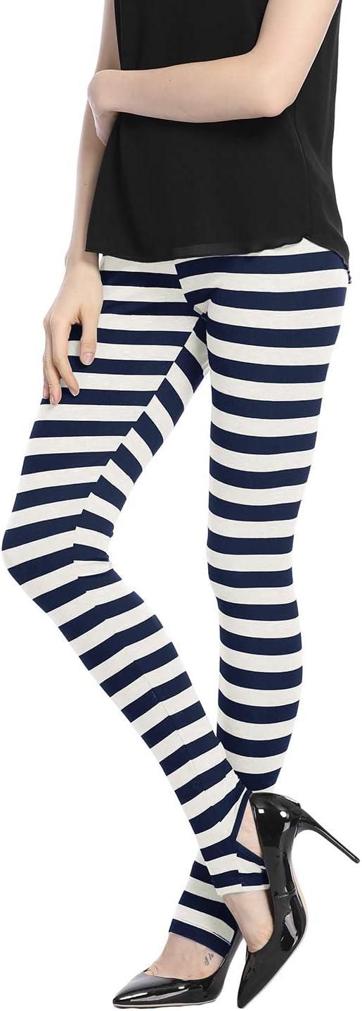 imageAllegra K Womens Rainbow Leggings Printed High Waist Elastic Waistband Party Yoga Stirrup PantsDark Bluestripe