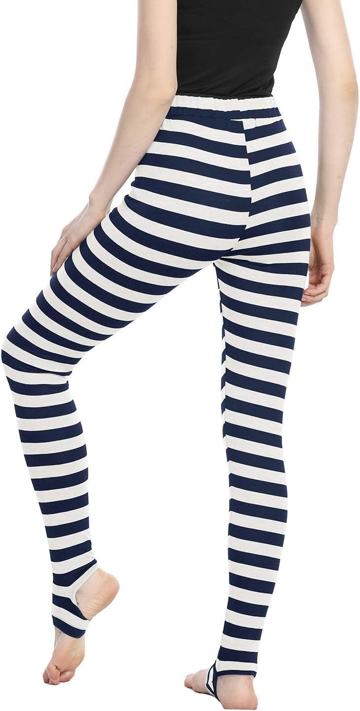 imageAllegra K Womens Rainbow Leggings Printed High Waist Elastic Waistband Party Yoga Stirrup PantsDark Bluestripe