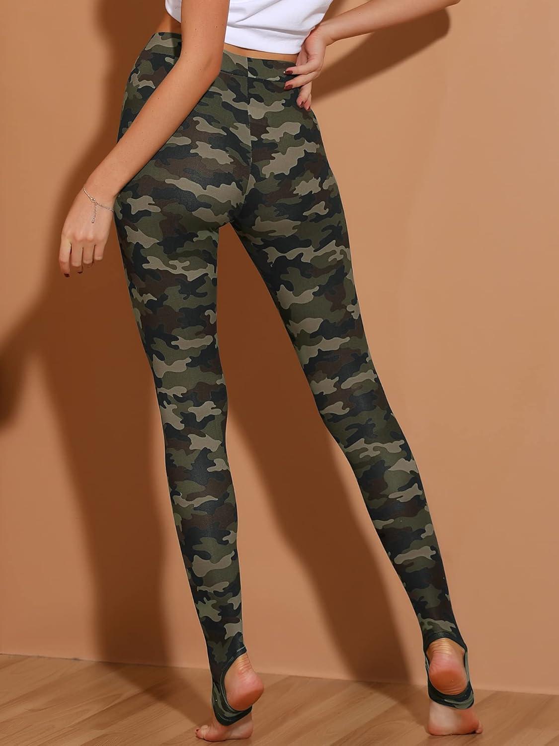 imageAllegra K Womens Rainbow Leggings Printed High Waist Elastic Waistband Party Yoga Stirrup PantsGreycamouflage
