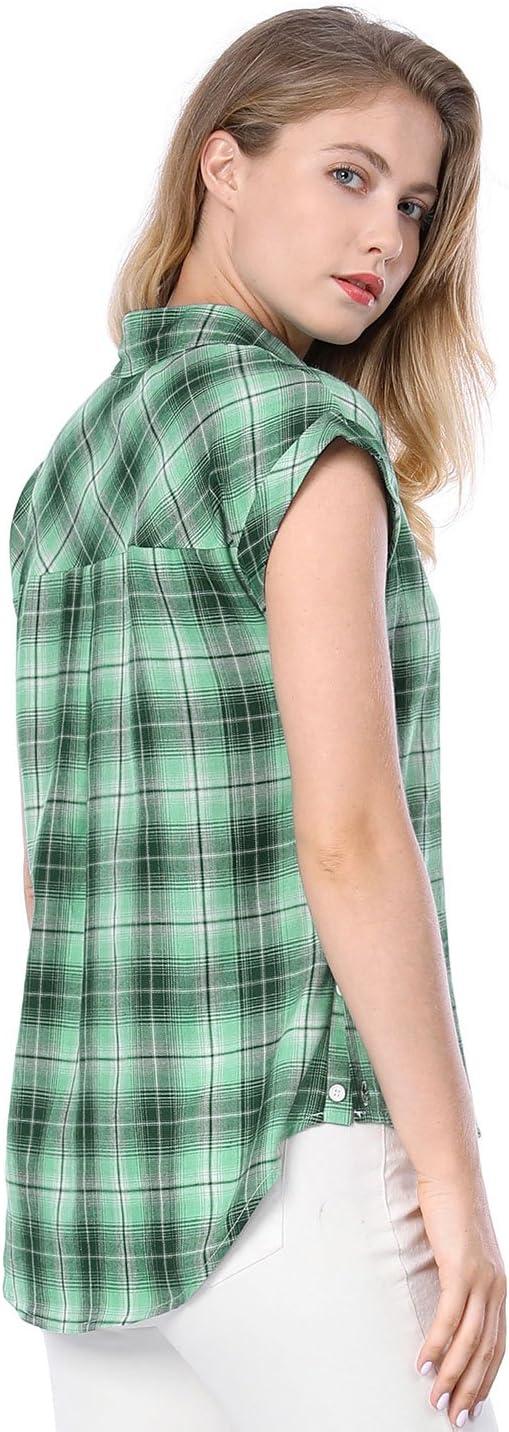 imageAllegra K Womens St Patricks Day Plaid Tops Casual Short Sleeves Western Button Down ShirtGreen