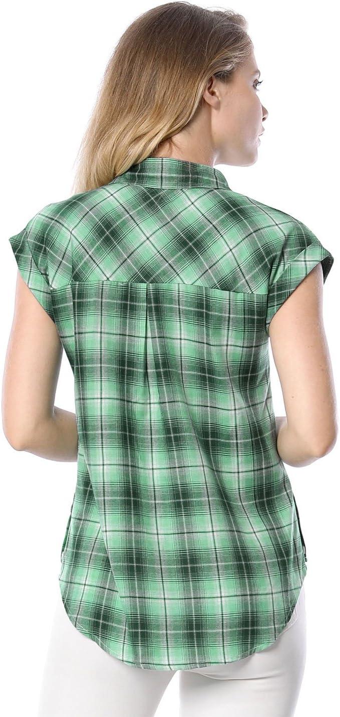 imageAllegra K Womens St Patricks Day Plaid Tops Casual Short Sleeves Western Button Down ShirtGreen