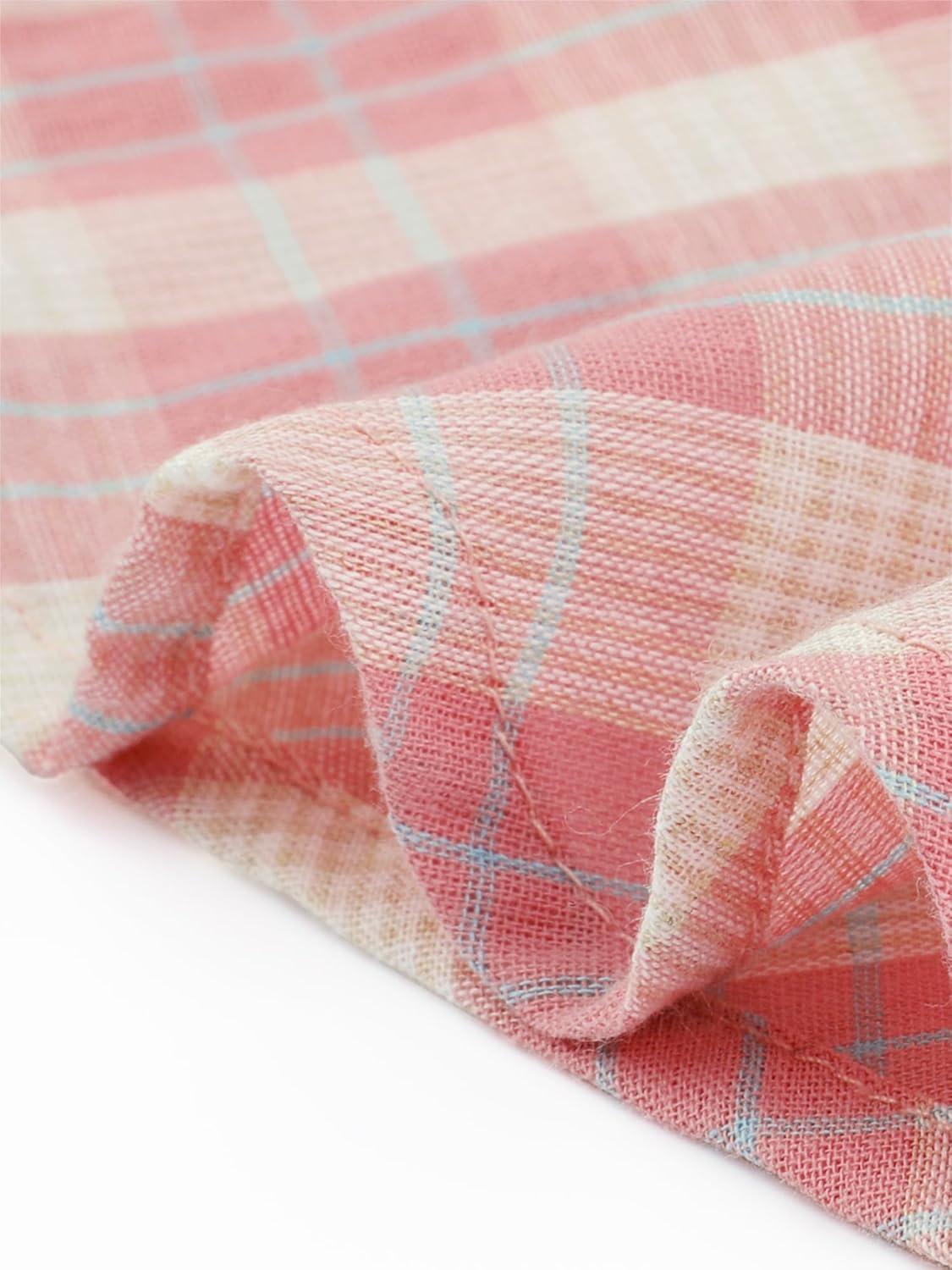 imageAllegra K Womens St Patricks Day Plaid Tops Casual Short Sleeves Western Button Down ShirtPinkbeige