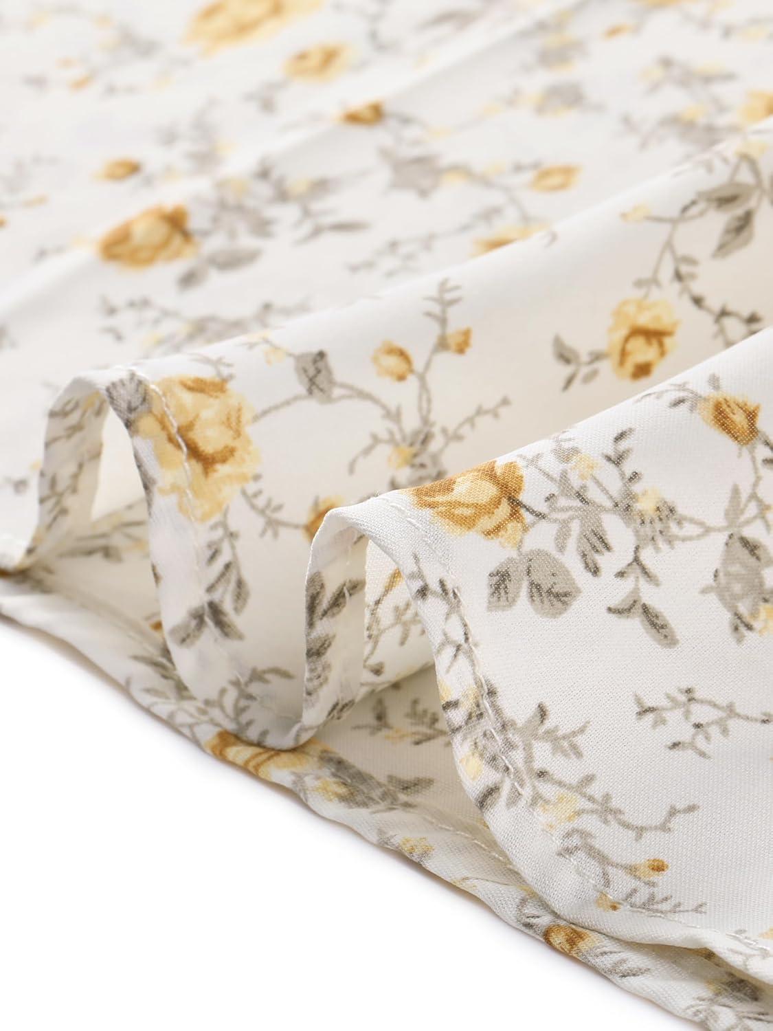 imageAllegra K Womens Vintage Peter Pan Collar High Waist Flowy Midi Puff Sleeve Floral DressLight Yellow