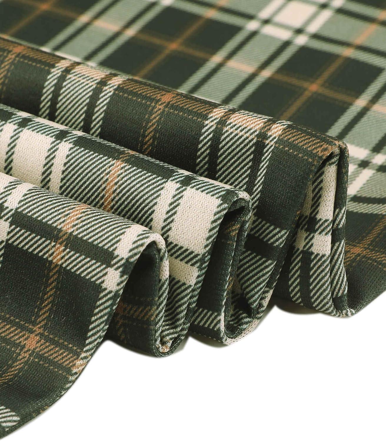 imageAllegra K Womens Vintage Tartan Plaid Pants Elastic Waist Straight Long TrousersArmy Green