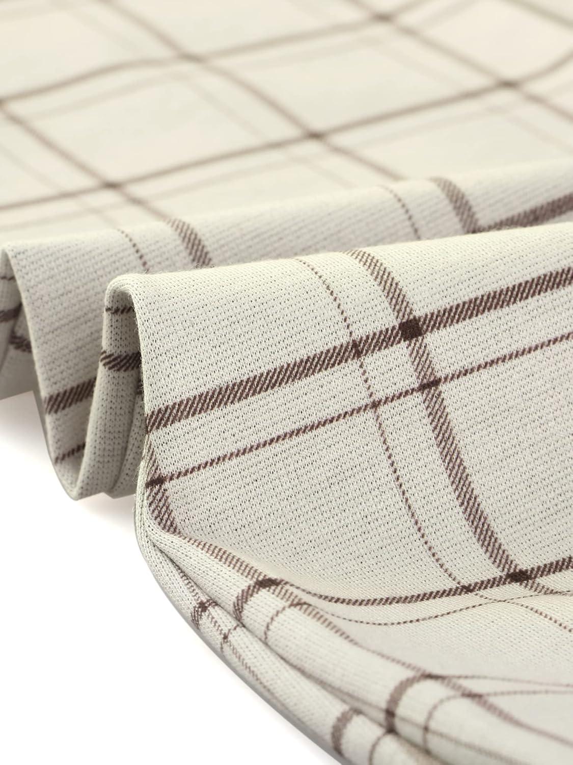 imageAllegra K Womens Vintage Tartan Plaid Pants Elastic Waist Straight Long TrousersBeige