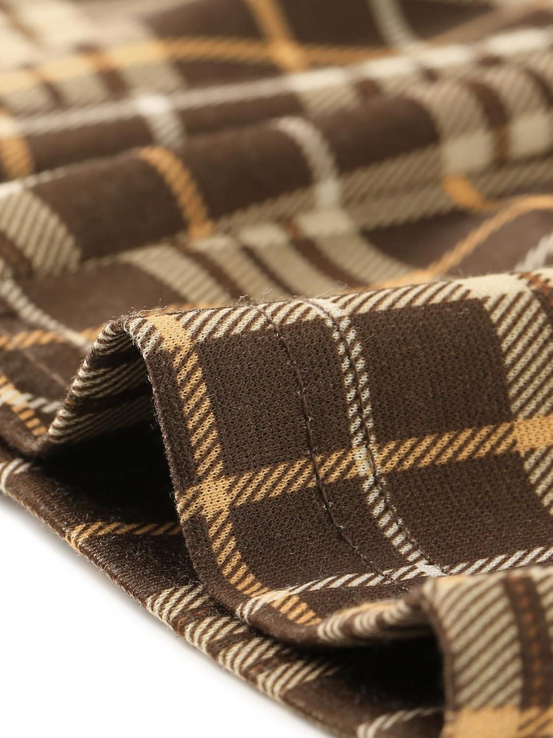 imageAllegra K Womens Vintage Tartan Plaid Pants Elastic Waist Straight Long TrousersBrown Beige