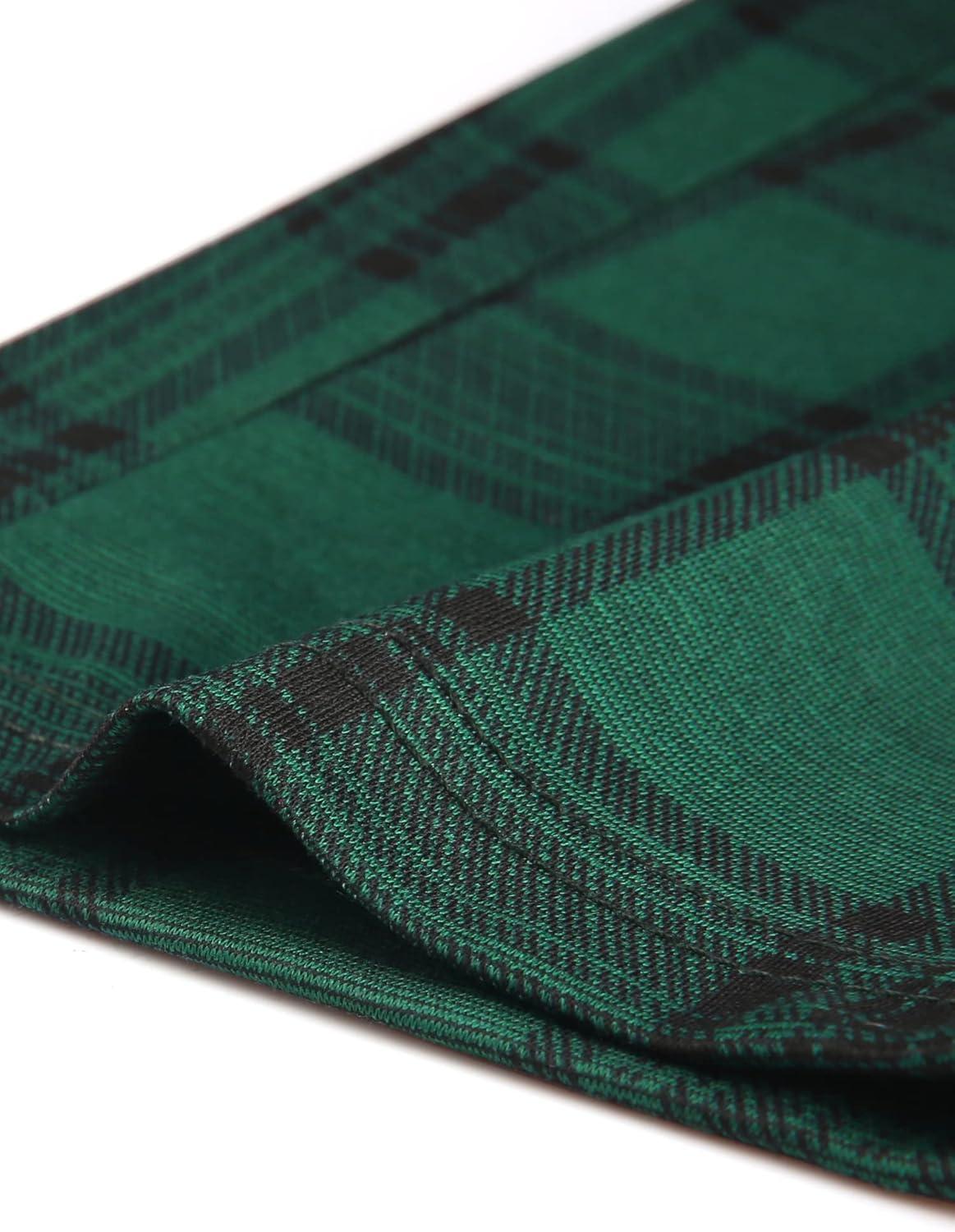 imageAllegra K Womens Vintage Tartan Plaid Pants Elastic Waist Straight Long TrousersGreen