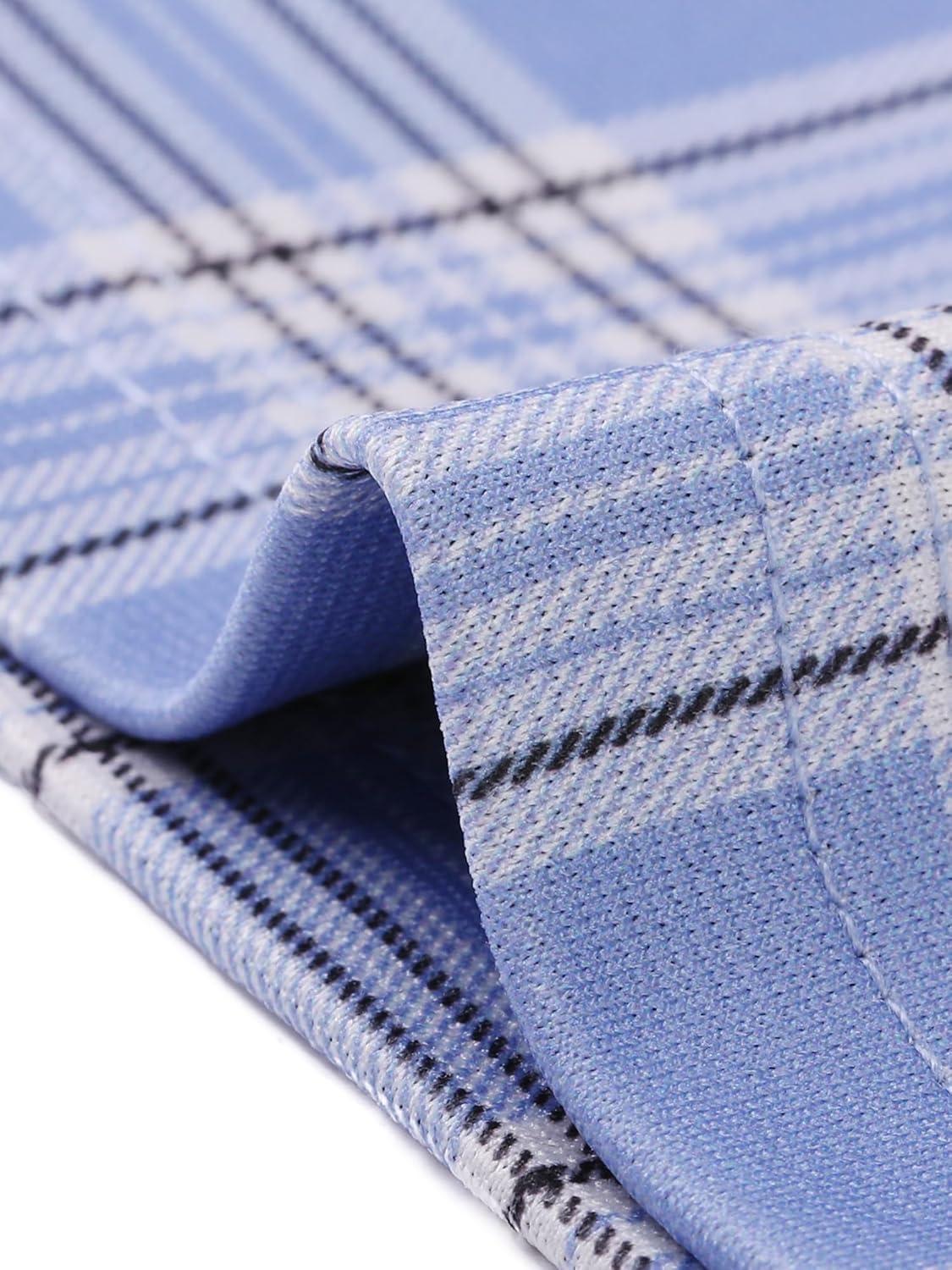 imageAllegra K Womens Vintage Tartan Plaid Pants Elastic Waist Straight Long TrousersLight Blue