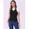 imageAllegra K Denim Vest for Womens Halter Neck Button Down Backless Jean WaistcoatBlack