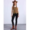 imageAllegra K Denim Vest for Womens Halter Neck Button Down Backless Jean WaistcoatBrown