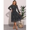 imageAllegra K Fall Casual Floral Dress for Women 2025 Long Sleeve Crew Neck Chiffon Midi Tea Party Ruffle DressesBlack