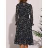imageAllegra K Fall Casual Floral Dress for Women 2025 Long Sleeve Crew Neck Chiffon Midi Tea Party Ruffle DressesBlack