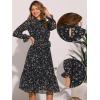 imageAllegra K Fall Casual Floral Dress for Women 2025 Long Sleeve Crew Neck Chiffon Midi Tea Party Ruffle DressesBlack