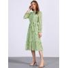 imageAllegra K Fall Casual Floral Dress for Women 2025 Long Sleeve Crew Neck Chiffon Midi Tea Party Ruffle DressesGreen