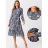 imageAllegra K Fall Casual Floral Dress for Women 2025 Long Sleeve Crew Neck Chiffon Midi Tea Party Ruffle DressesGrey Blue