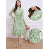 imageAllegra K Fall Casual Floral Dress for Women 2025 Long Sleeve Crew Neck Chiffon Midi Tea Party Ruffle DressesGrey Green