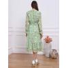 imageAllegra K Fall Casual Floral Dress for Women 2025 Long Sleeve Crew Neck Chiffon Midi Tea Party Ruffle DressesGrey Green
