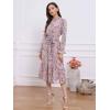 imageAllegra K Fall Casual Floral Dress for Women 2025 Long Sleeve Crew Neck Chiffon Midi Tea Party Ruffle DressesPink