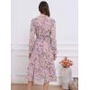 imageAllegra K Fall Casual Floral Dress for Women 2025 Long Sleeve Crew Neck Chiffon Midi Tea Party Ruffle DressesPink