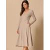 imageAllegra K Fall Long Sleeve Dresses for Womens Ribbed ALine Midi DressKhaki
