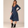 imageAllegra K Fall Long Sleeve Dresses for Womens Ribbed ALine Midi DressNavy Blue