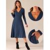 imageAllegra K Fall Long Sleeve Dresses for Womens Ribbed ALine Midi DressNavy Blue