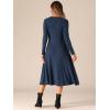 imageAllegra K Fall Long Sleeve Dresses for Womens Ribbed ALine Midi DressNavy Blue