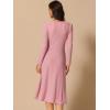 imageAllegra K Fall Long Sleeve Dresses for Womens Ribbed ALine Midi DressPink