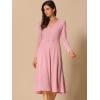 imageAllegra K Fall Long Sleeve Dresses for Womens Ribbed ALine Midi DressPink