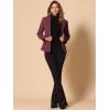 imageAllegra K Notched Lapel Blazer for Womens Denim Single Breasted Shoulder Pad Business Casual JacketsBurgundy