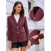 imageAllegra K Notched Lapel Blazer for Womens Denim Single Breasted Shoulder Pad Business Casual JacketsBurgundy