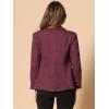 imageAllegra K Notched Lapel Blazer for Womens Denim Single Breasted Shoulder Pad Business Casual JacketsBurgundy
