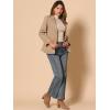 imageAllegra K Notched Lapel Blazer for Womens Denim Single Breasted Shoulder Pad Business Casual JacketsKhaki