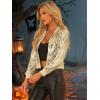 imageAllegra K Women Sequin Bomber Jackets Halloween Sparkly Long Sleeve Zip Front Shiny Cropped Jacket Glitter Party Disco OutfitApricots