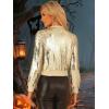 imageAllegra K Women Sequin Bomber Jackets Halloween Sparkly Long Sleeve Zip Front Shiny Cropped Jacket Glitter Party Disco OutfitApricots