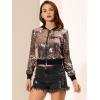 imageAllegra K Women Sequin Bomber Jackets Halloween Sparkly Long Sleeve Zip Front Shiny Cropped Jacket Glitter Party Disco OutfitGold
