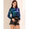 imageAllegra K Women Sequin Bomber Jackets Halloween Sparkly Long Sleeve Zip Front Shiny Cropped Jacket Glitter Party Disco OutfitGreen