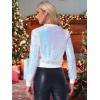 imageAllegra K Women Sequin Bomber Jackets Halloween Sparkly Long Sleeve Zip Front Shiny Cropped Jacket Glitter Party Disco OutfitLight Pink