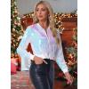 imageAllegra K Women Sequin Bomber Jackets Halloween Sparkly Long Sleeve Zip Front Shiny Cropped Jacket Glitter Party Disco OutfitLight Pink
