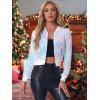 imageAllegra K Women Sequin Bomber Jackets Halloween Sparkly Long Sleeve Zip Front Shiny Cropped Jacket Glitter Party Disco OutfitLight Pink