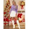 imageAllegra K Women Sequin Bomber Jackets Halloween Sparkly Long Sleeve Zip Front Shiny Cropped Jacket Glitter Party Disco OutfitLight Purple