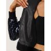 imageAllegra K Women Sequin Bomber Jackets Halloween Sparkly Long Sleeve Zip Front Shiny Cropped Jacket Glitter Party Disco OutfitNavy