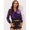 imageAllegra K Women Sequin Bomber Jackets Halloween Sparkly Long Sleeve Zip Front Shiny Cropped Jacket Glitter Party Disco OutfitPurple