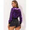 imageAllegra K Women Sequin Bomber Jackets Halloween Sparkly Long Sleeve Zip Front Shiny Cropped Jacket Glitter Party Disco OutfitPurple