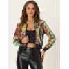 imageAllegra K Women Sequin Bomber Jackets Halloween Sparkly Long Sleeve Zip Front Shiny Cropped Jacket Glitter Party Disco OutfitShiny Orange