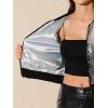 imageAllegra K Women Sequin Bomber Jackets Halloween Sparkly Long Sleeve Zip Front Shiny Cropped Jacket Glitter Party Disco OutfitSilver