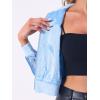 imageAllegra K Women Sequin Bomber Jackets Halloween Sparkly Long Sleeve Zip Front Shiny Cropped Jacket Glitter Party Disco OutfitSky Blue