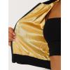 imageAllegra K Women Sequin Bomber Jackets Halloween Sparkly Long Sleeve Zip Front Shiny Cropped Jacket Glitter Party Disco OutfitYellow