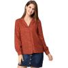 imageAllegra K Womens 1950s Vintage Long Sleeve Printed Button Down TopsBrown Red